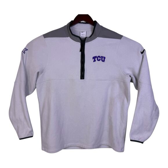 Nike Therma Victory 1/2 Zip Fleece Large TCU Frogs Logo Golf DA2921-025 Gray - Picture 1 of 16